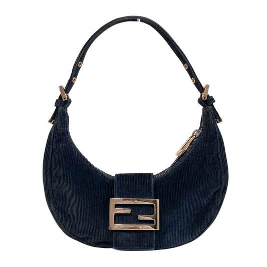 FENDI Croissant Black Corduroy Half - moon Shoulder Bag, in , Sold by HIVE PRELOVED - Shoulder Bags, ,