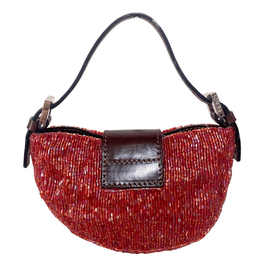 FENDI Croissant Mini Red Beaded, in , Sold by HIVE PRELOVED - Handle Bags, Mini bags,