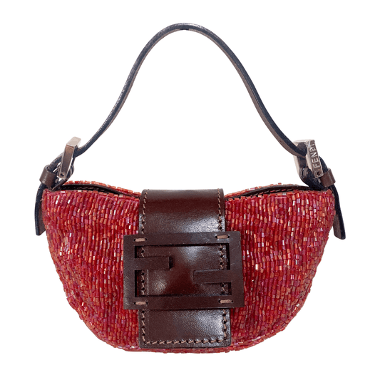 FENDI Croissant Mini Red Beaded, in , Sold by HIVE PRELOVED - Handle Bags, Mini bags,