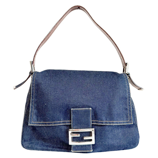 FENDI Denim Mamma Baguette Shoulder Bag, in , Sold by HIVE PRELOVED - Shoulder Bags, ,