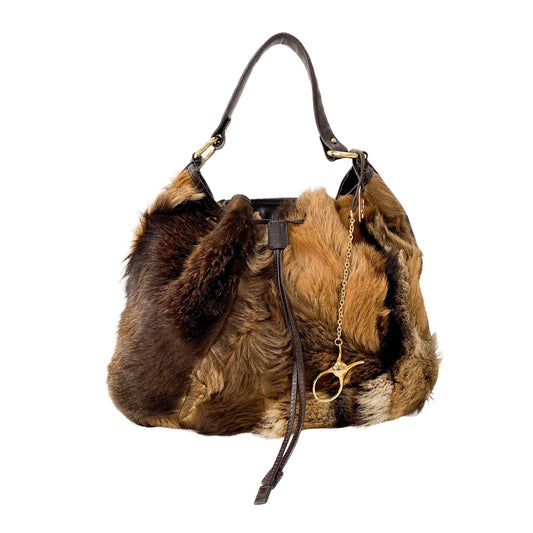 FENDI Drawstring Brown Fur Shoulder Bag, in , Sold by HIVE PRELOVED - Shoulder Bags, ,