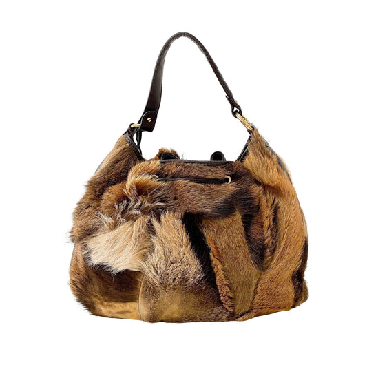 FENDI Drawstring Brown Fur Shoulder Bag, in , Sold by HIVE PRELOVED - Shoulder Bags, ,