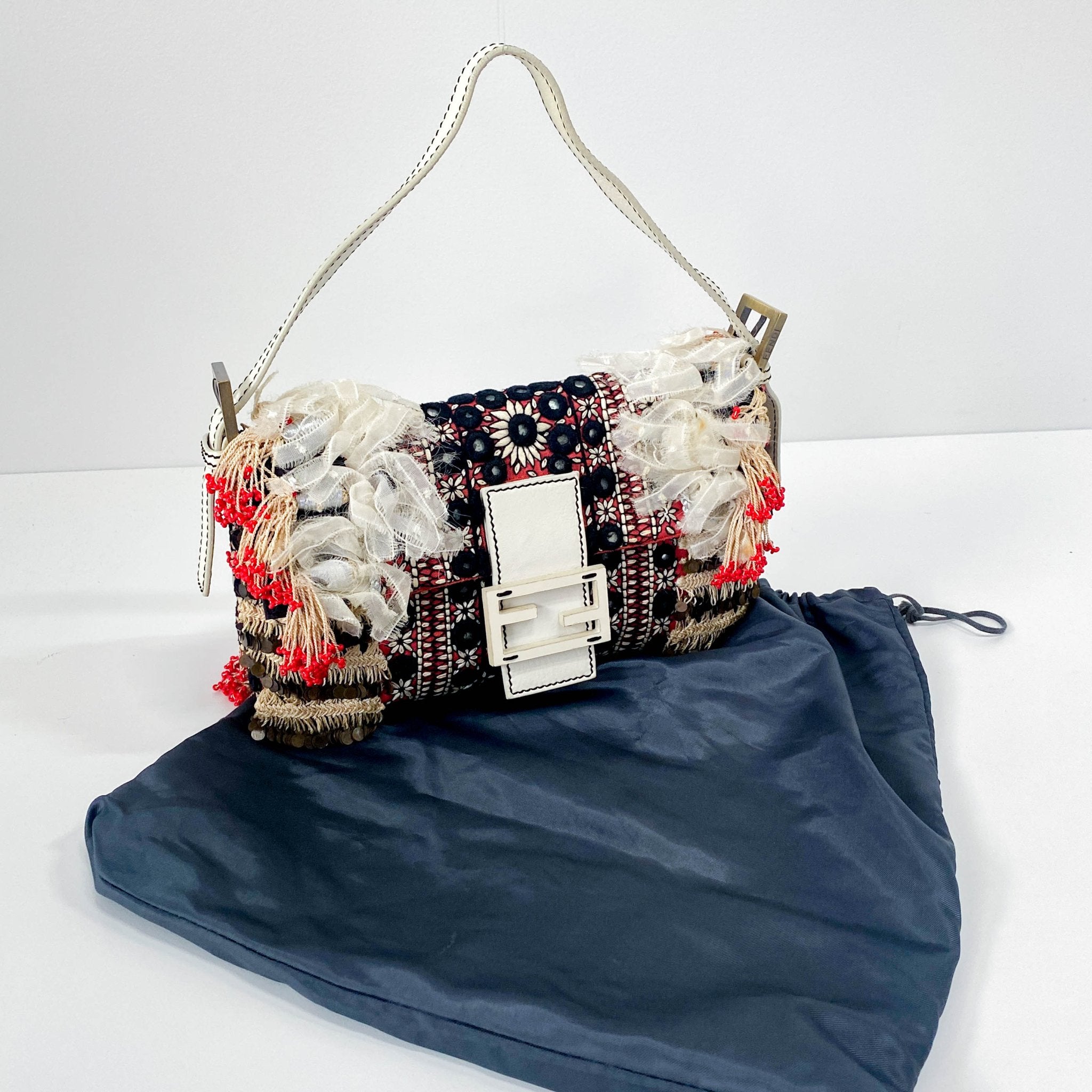 FENDI Embroidery and Ribbons Baguette Shoulder Bag, in , Sold by HIVE PRELOVED - Shoulder Bags, ,