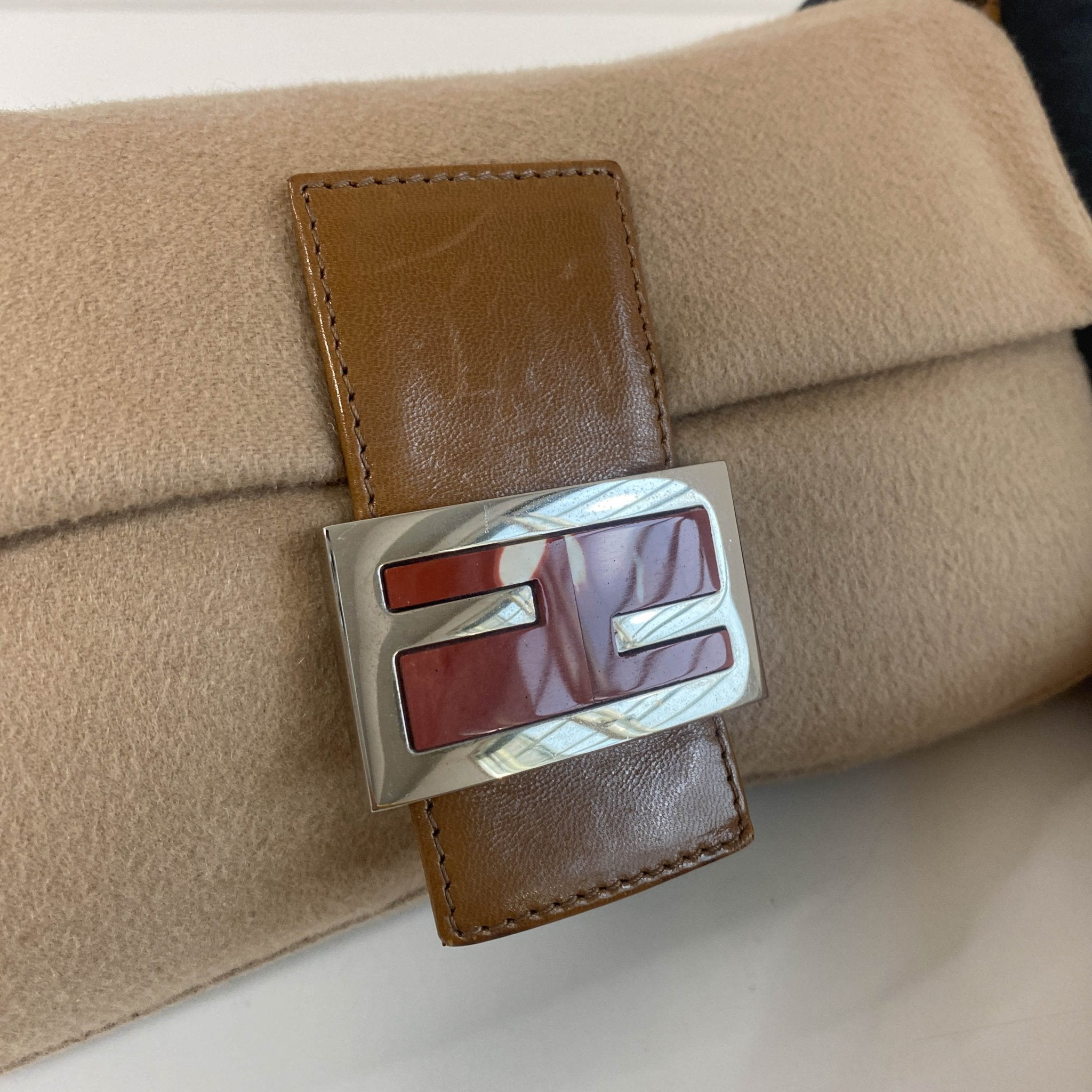 FENDI Fendi Baguette Beige Cashmere Rosé Buckle Detail Shoulder Bag, in , Sold by HIVE PRELOVED - Shoulder Bags, ,