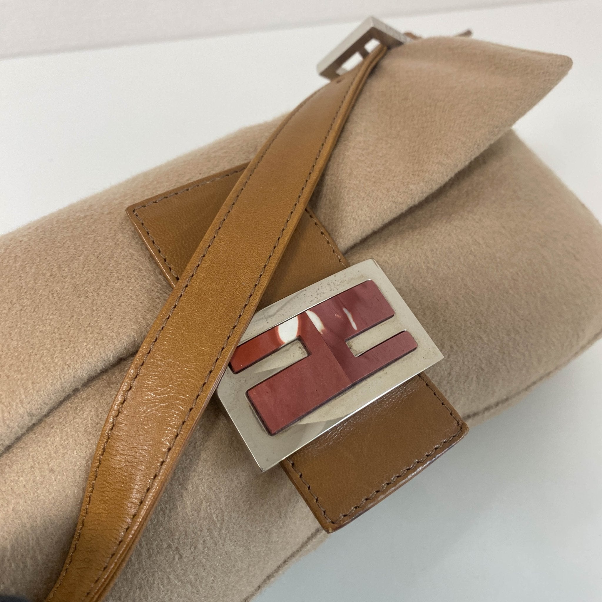 FENDI Fendi Baguette Beige Cashmere Rosé Buckle Detail Shoulder Bag, in , Sold by HIVE PRELOVED - Shoulder Bags, ,