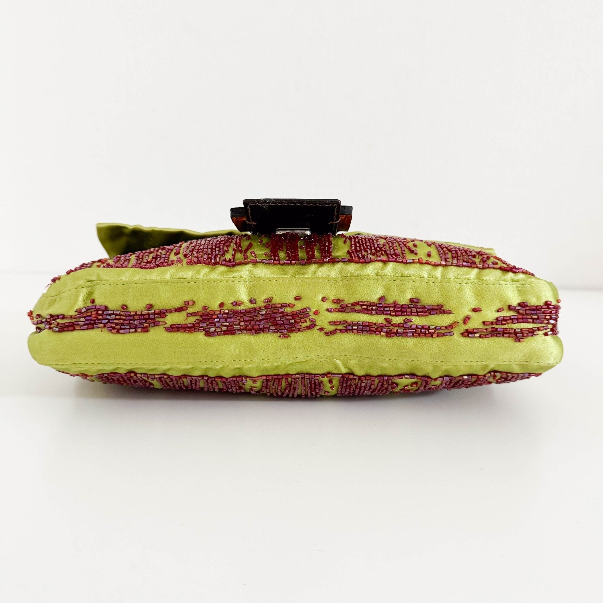 FENDI Fendi Limited Edition Orange Python Leather & Green Silk with Red Beaded Baguette, in Sold by HIVE PRELOVED