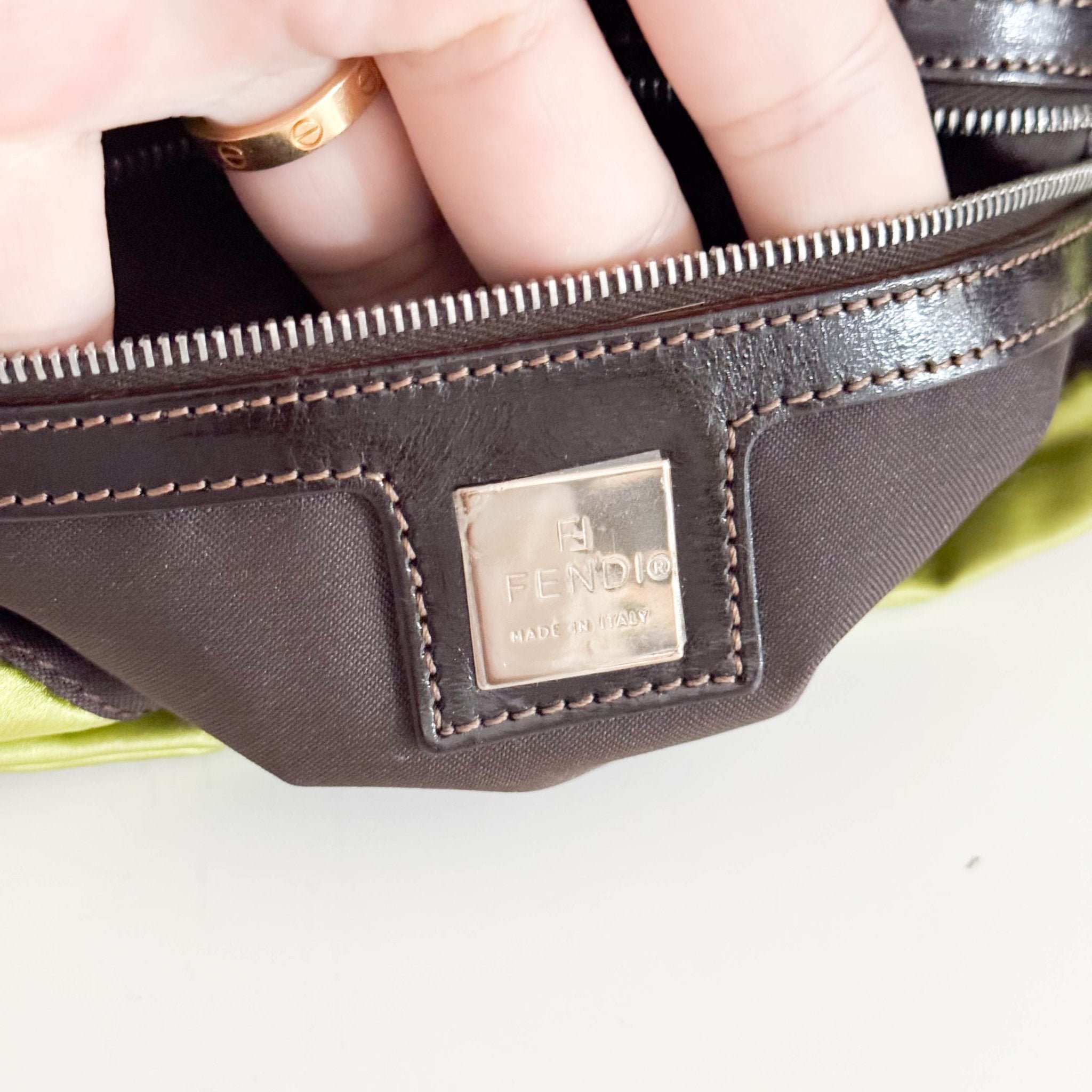 FENDI Fendi Limited Edition Orange Python Leather & Green Silk with Red Beaded Baguette, in Sold by HIVE PRELOVED