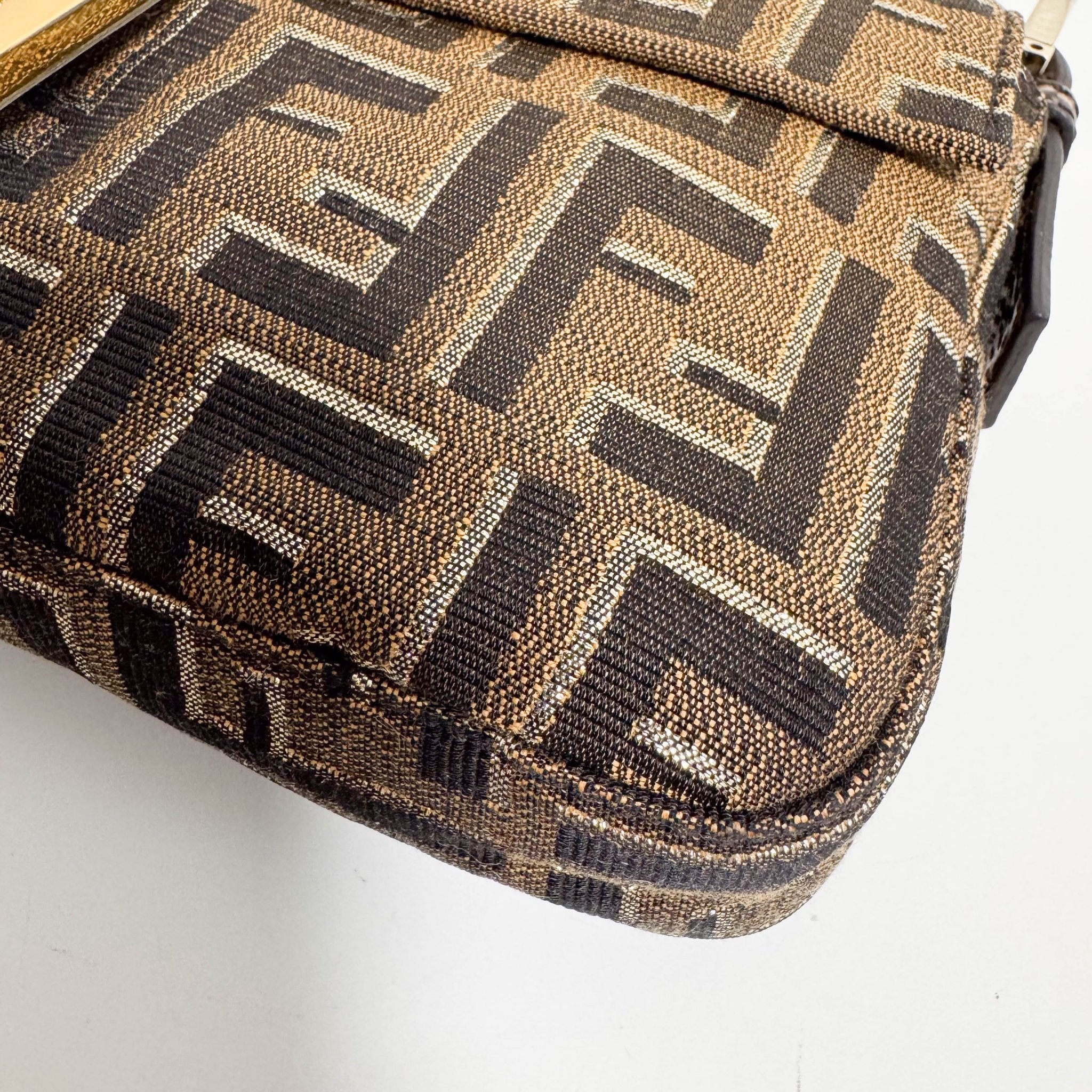 FENDI FF Brown / Gold Baguette Rhinestone Hardware, in , Sold by HIVE PRELOVED - Shoulder Bags, ,