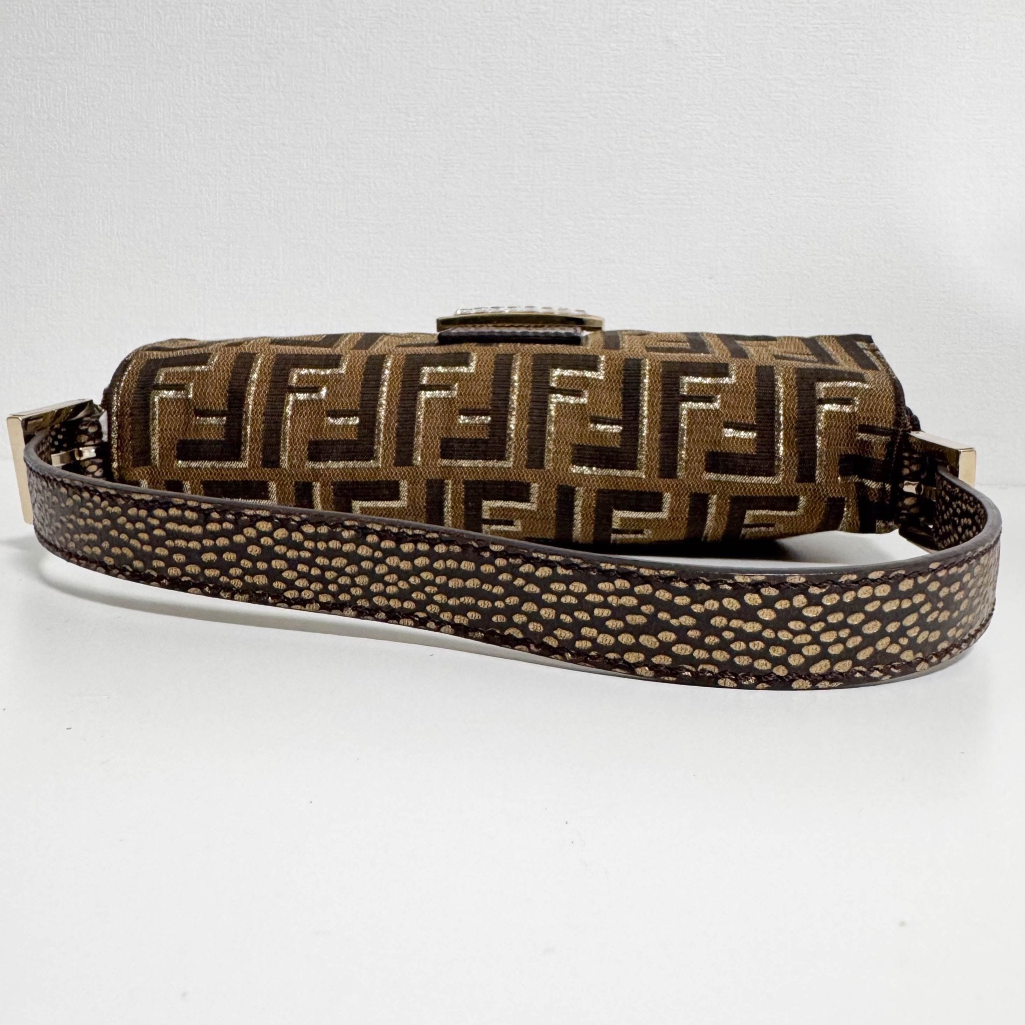 FENDI FF Brown / Gold Baguette Rhinestone Hardware, in , Sold by HIVE PRELOVED - Shoulder Bags, ,