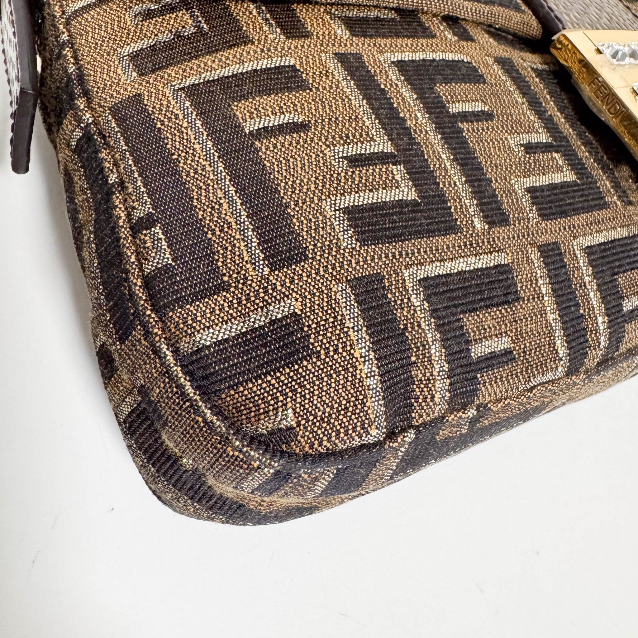 FENDI FF Brown / Gold Baguette Rhinestone Hardware, in , Sold by HIVE PRELOVED - Shoulder Bags, ,
