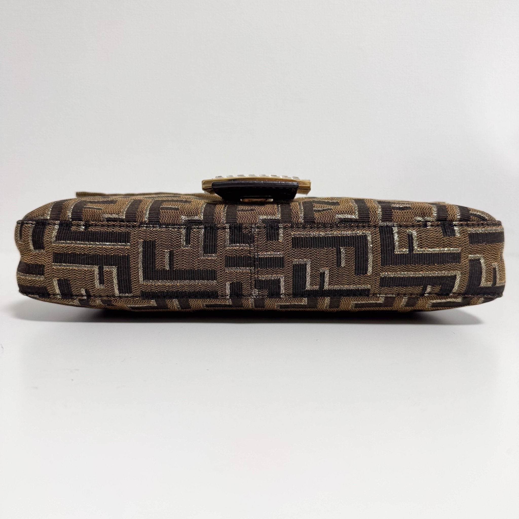 FENDI FF Brown / Gold Baguette Rhinestone Hardware, in , Sold by HIVE PRELOVED - Shoulder Bags, ,