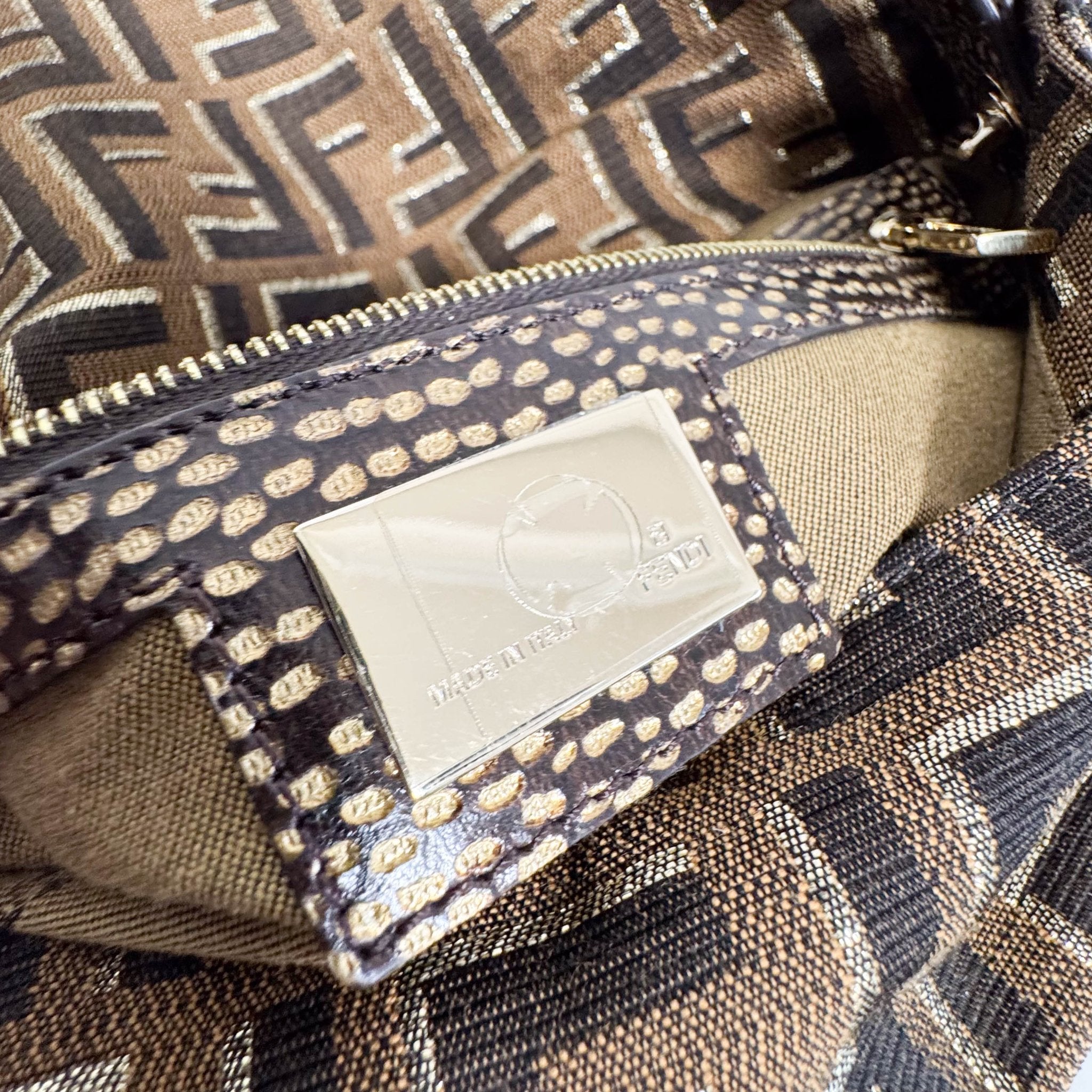 FENDI FF Brown / Gold Baguette Rhinestone Hardware, in , Sold by HIVE PRELOVED - Shoulder Bags, ,