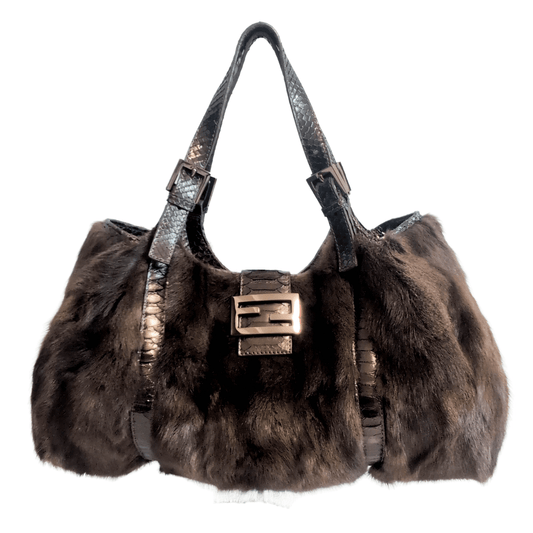 FENDI FF Logo Buckle Fur Hobo Shoulder Bag, in , Sold by HIVE PRELOVED - Shoulder Bags, ,