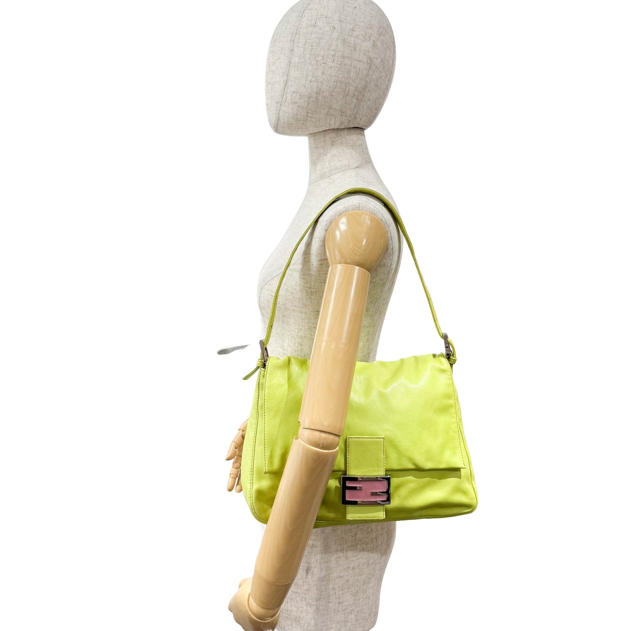 FENDI Green Nappa Leather Mamma Baguette Shoulder Bag, in , Sold by HIVE PRELOVED - Shoulder Bags, ,