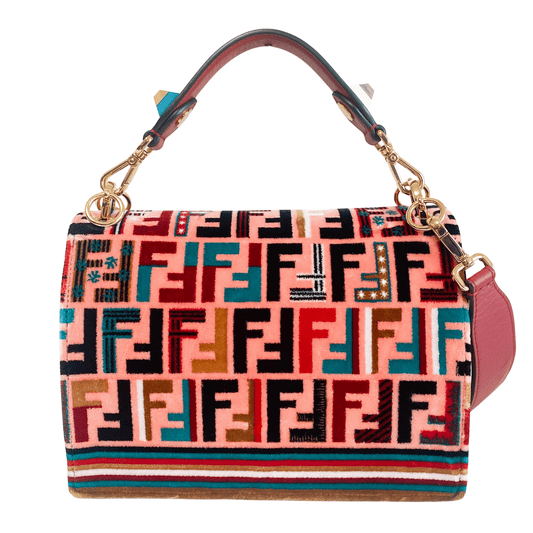 FENDI Kan I Embroidered Velvet Leather Shoulder Bag Pink Red, in , Sold by HIVE PRELOVED - Shoulder Bags, ,