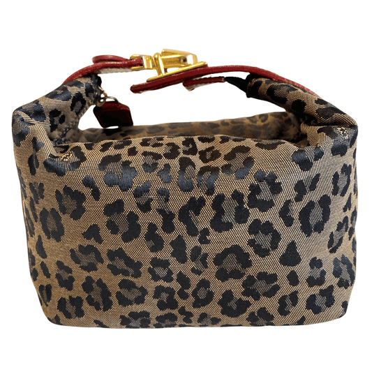 FENDI Leopard Print Canvas / Red Leather Mini Pouch Bag, in , Sold by HIVE PRELOVED - Handle Bags, Mini bags,