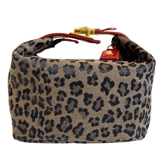 FENDI Leopard Print Canvas / Red Leather Mini Pouch Bag, in , Sold by HIVE PRELOVED - Handle Bags, Mini bags,