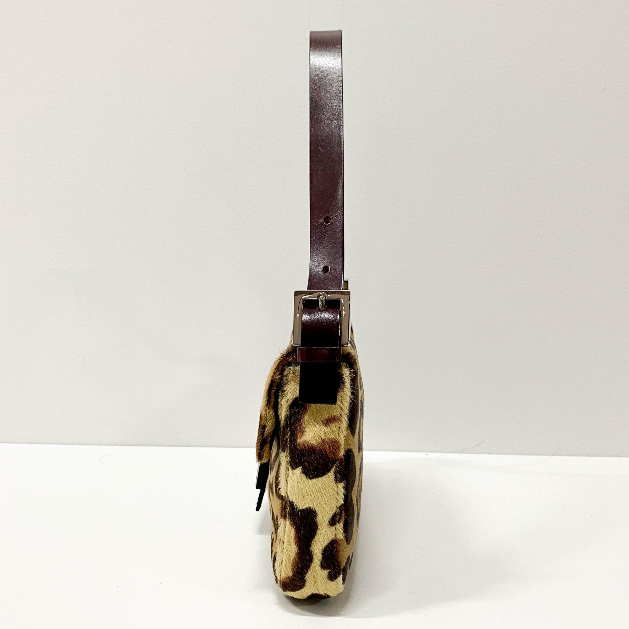 FENDI Leopard Print Pony Hair & Brown Leather Buckle Baguette Shoulder Bag, in , Sold by HIVE PRELOVED - Shoulder Bags, ,