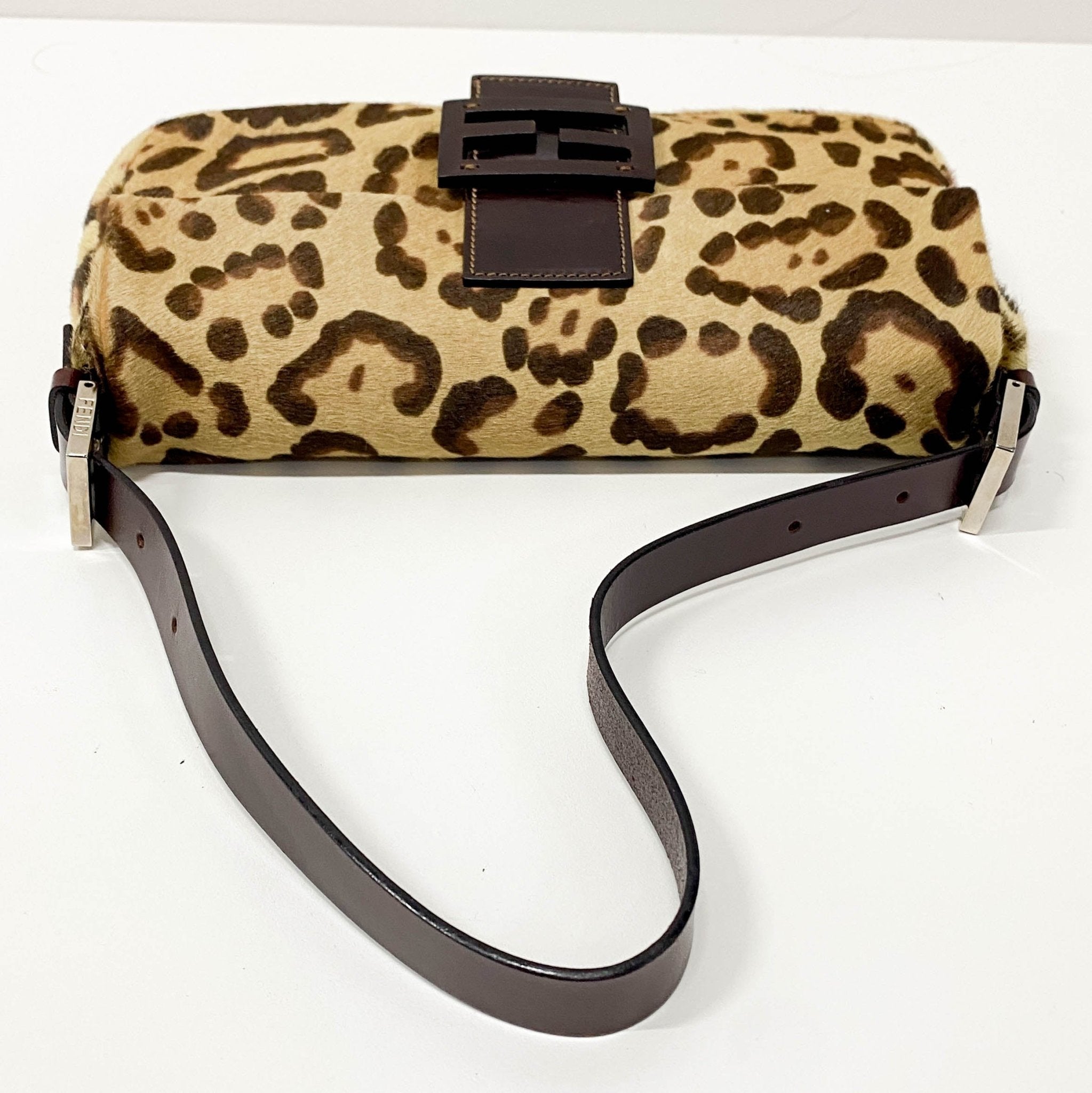 FENDI Leopard Print Pony Hair & Brown Leather Buckle Baguette Shoulder Bag, in , Sold by HIVE PRELOVED - Shoulder Bags, ,