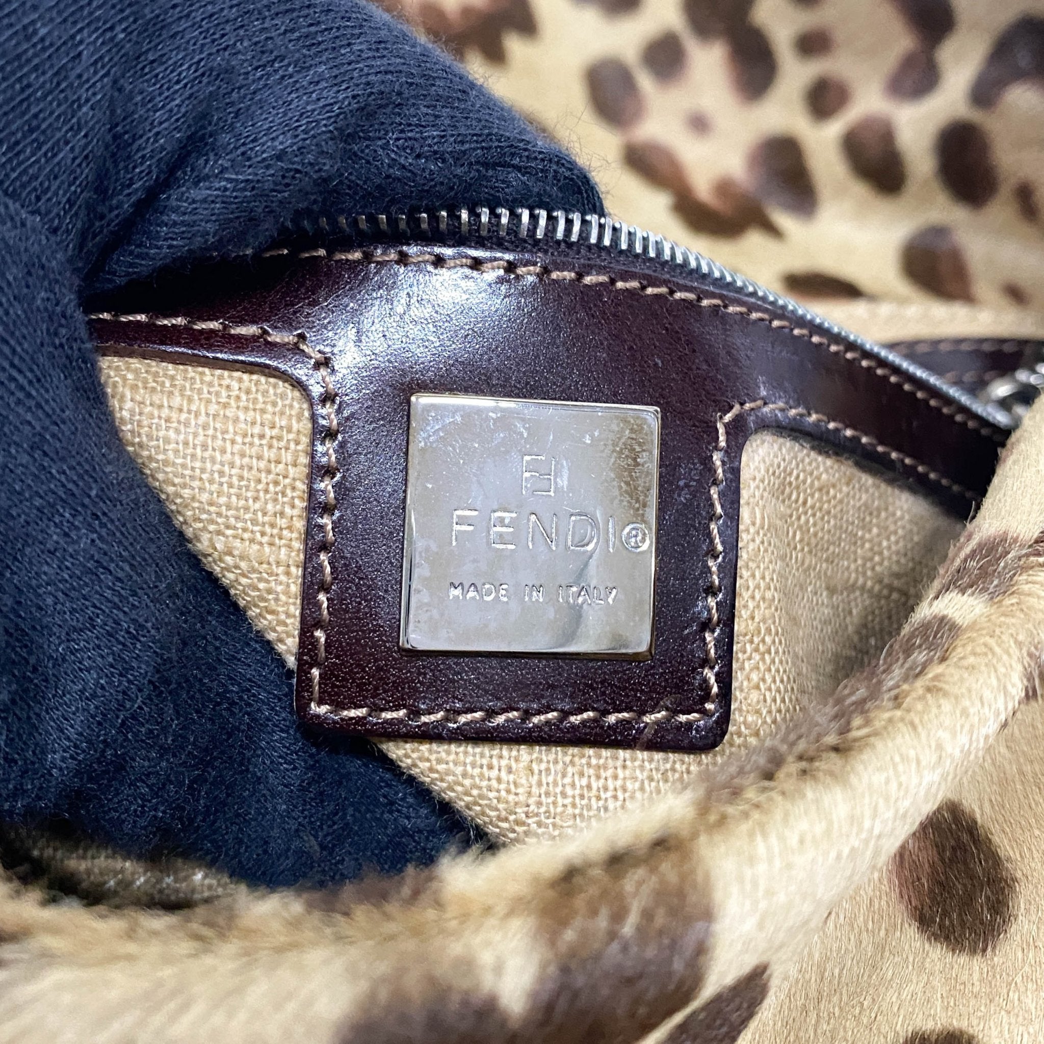 FENDI Leopard Print Pony Hair & Brown Leather Buckle Baguette Shoulder Bag, in , Sold by HIVE PRELOVED - Shoulder Bags, ,