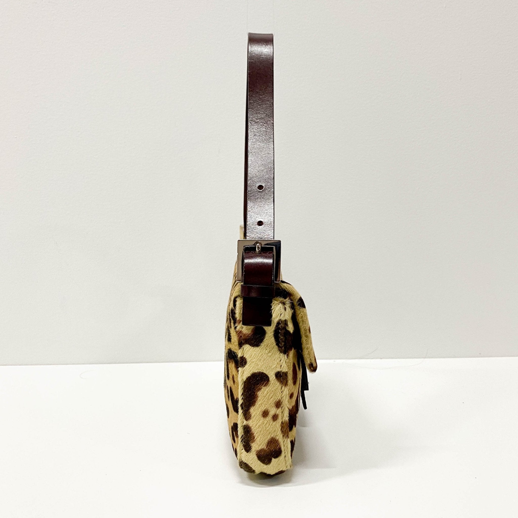 FENDI Leopard Print Pony Hair & Brown Leather Buckle Baguette Shoulder Bag, in , Sold by HIVE PRELOVED - Shoulder Bags, ,