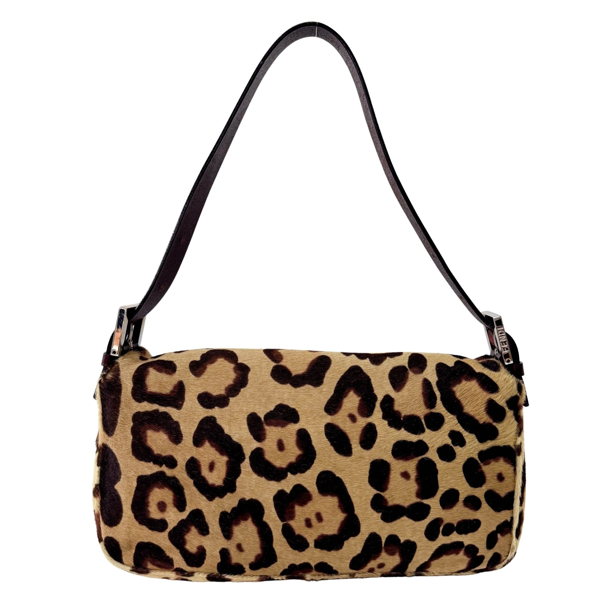 FENDI Leopard Print Pony Hair & Brown Leather Buckle Baguette Shoulder Bag, in , Sold by HIVE PRELOVED - Shoulder Bags, ,
