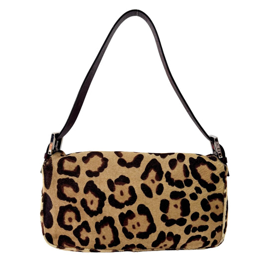 FENDI Leopard Print Pony Hair & Brown Leather Buckle Baguette Shoulder Bag, in , Sold by HIVE PRELOVED - Shoulder Bags, ,