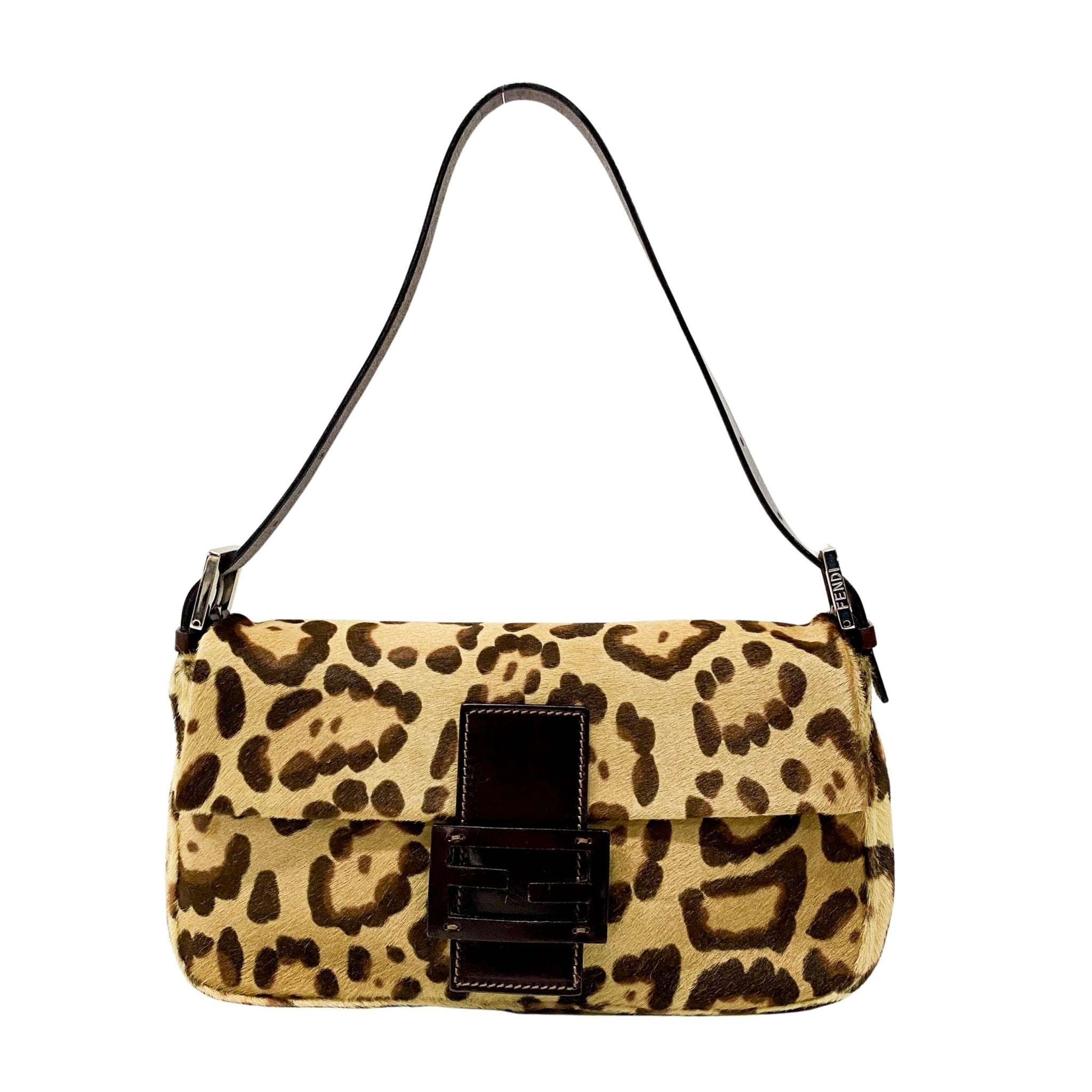 FENDI Leopard Print Pony Hair & Brown Leather Buckle Baguette Shoulder Bag, in , Sold by HIVE PRELOVED - Shoulder Bags, ,