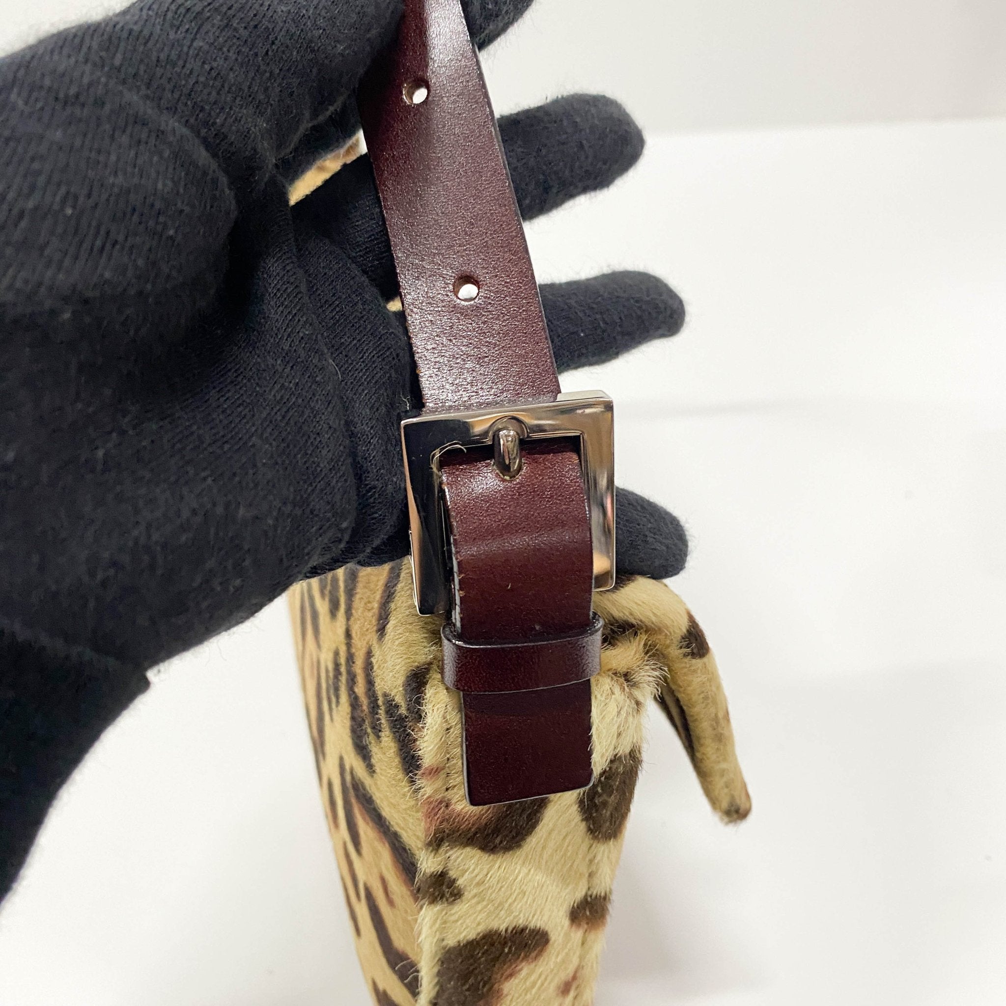 FENDI Leopard Print Pony Hair & Brown Leather Buckle Baguette Shoulder Bag, in , Sold by HIVE PRELOVED - Shoulder Bags, ,