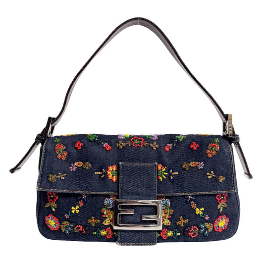 FENDI Limited Edition Baguette 20 year Denim Beaded Shoulder Bag, in , Sold by HIVE PRELOVED - Shoulder Bags, ,