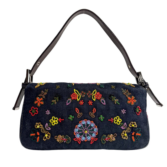 FENDI Limited Edition Baguette 20 year Denim Beaded Shoulder Bag, in , Sold by HIVE PRELOVED - Shoulder Bags, ,