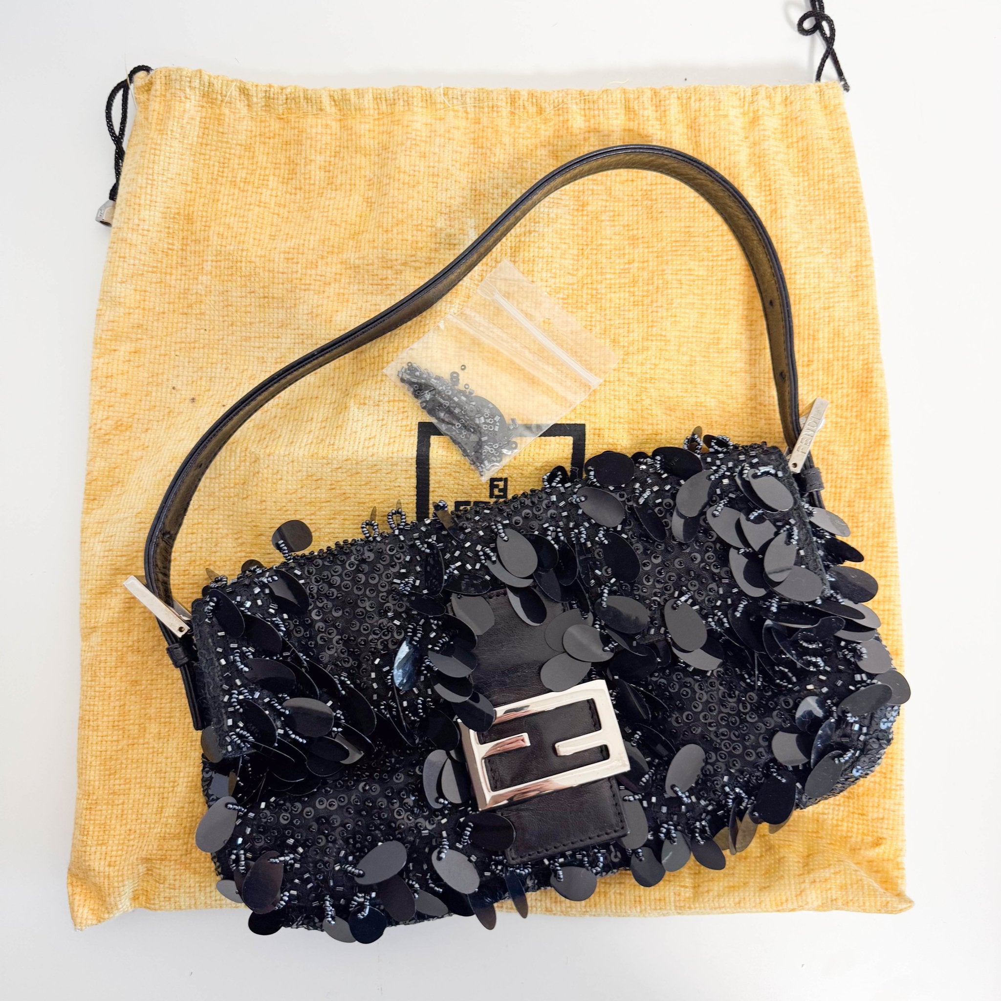 FENDI Limited Edition Baguette Black Sequin and Beaded Shoulder Bag, in , Sold by HIVE PRELOVED - Shoulder Bags, ,