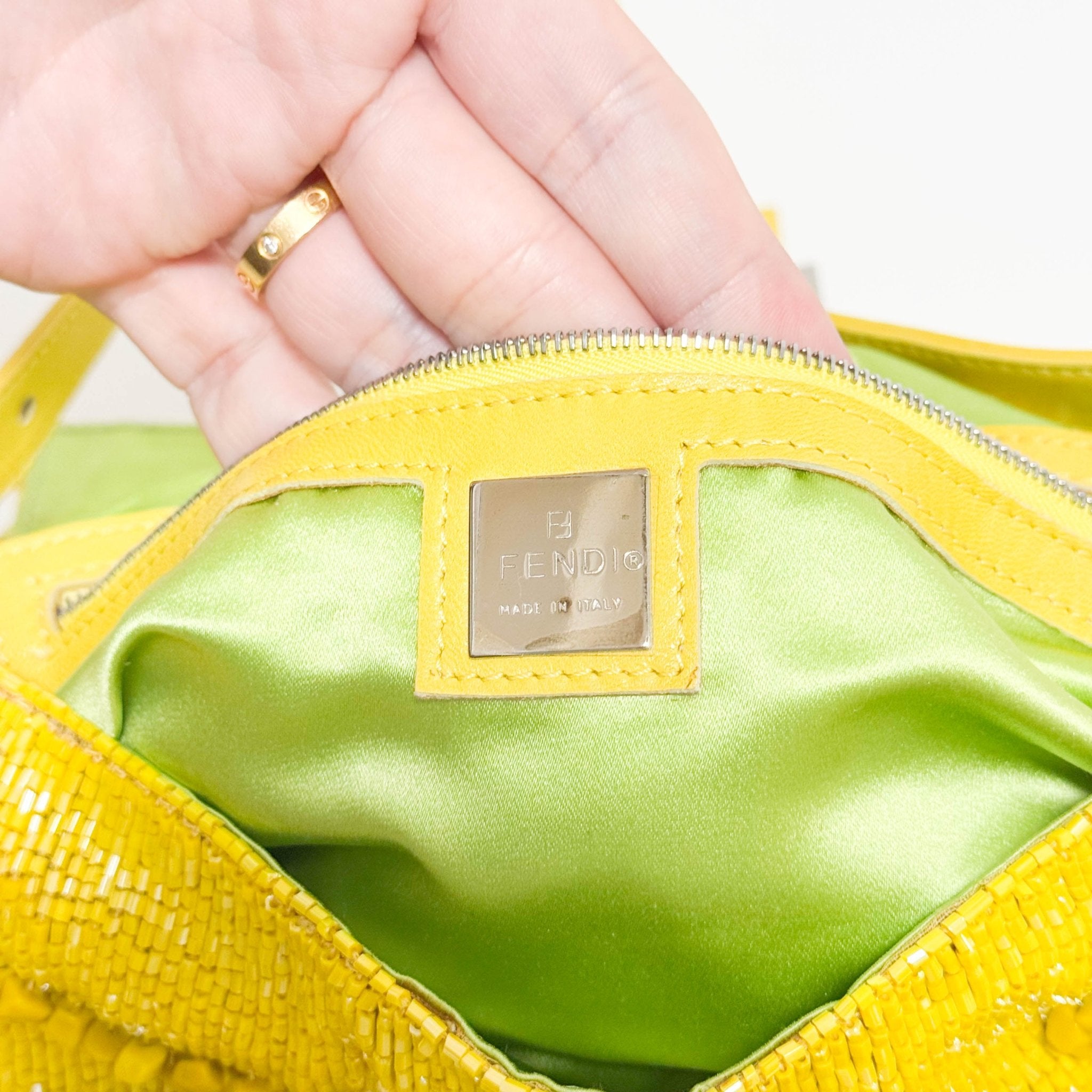 FENDI Limited Edition Baguette Yellow Beaded Shoulder Bag, in , Sold by HIVE PRELOVED - Shoulder Bags, ,