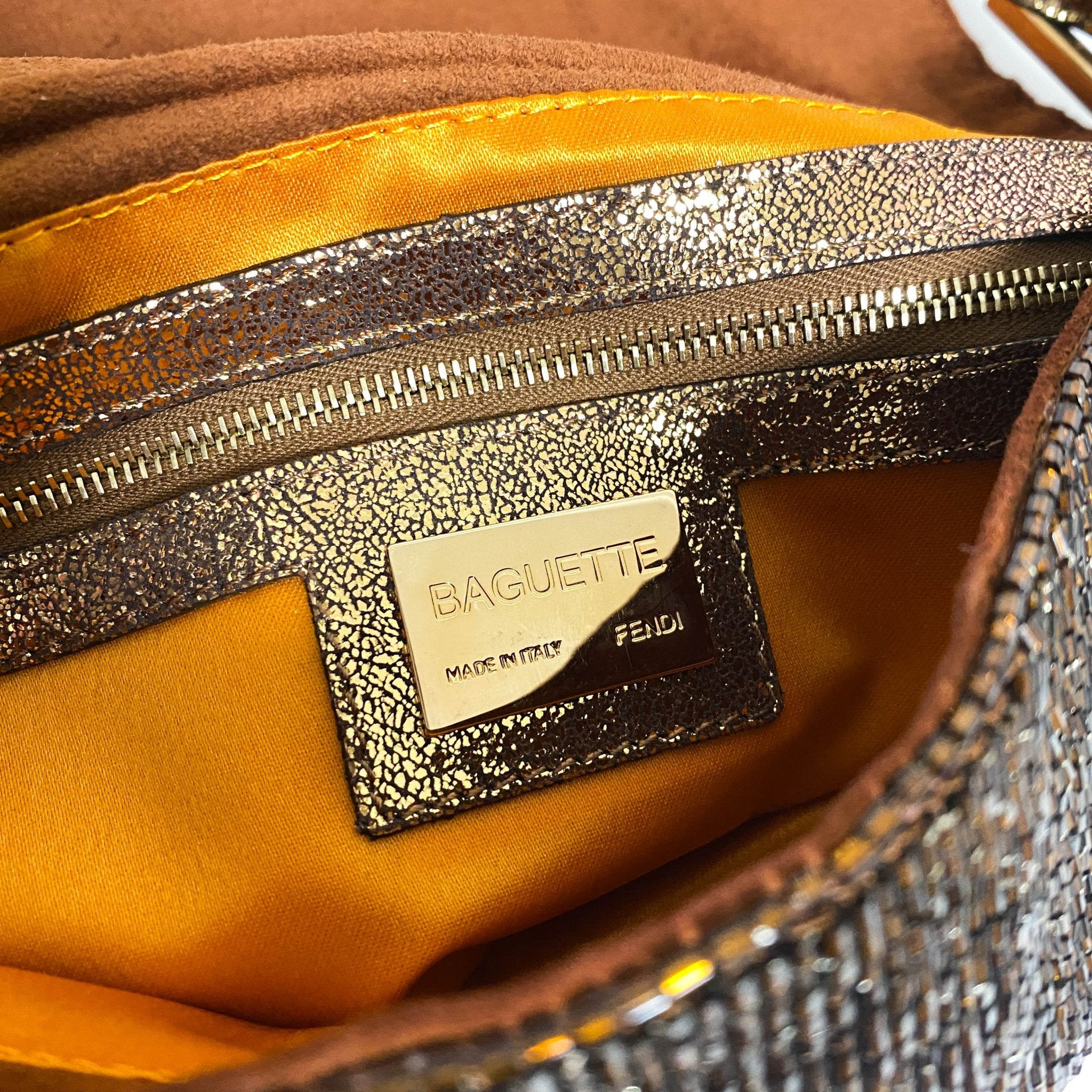 FENDI Limited Edition Bronze Beaded Baguette Shoulder Bag with Gold Hardware, in , Sold by HIVE PRELOVED - Shoulder Bags, ,