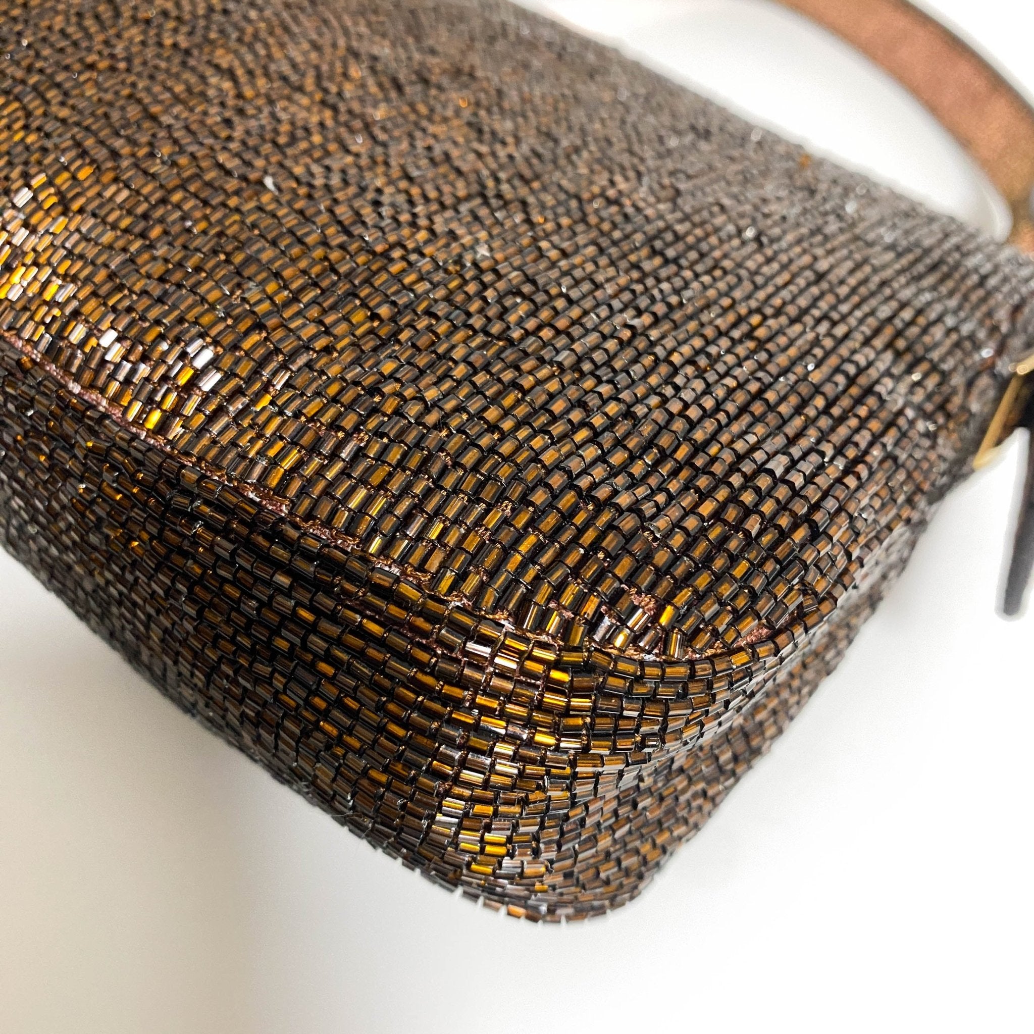 FENDI Limited Edition Bronze Beaded Baguette Shoulder Bag with Gold Hardware, in , Sold by HIVE PRELOVED - Shoulder Bags, ,