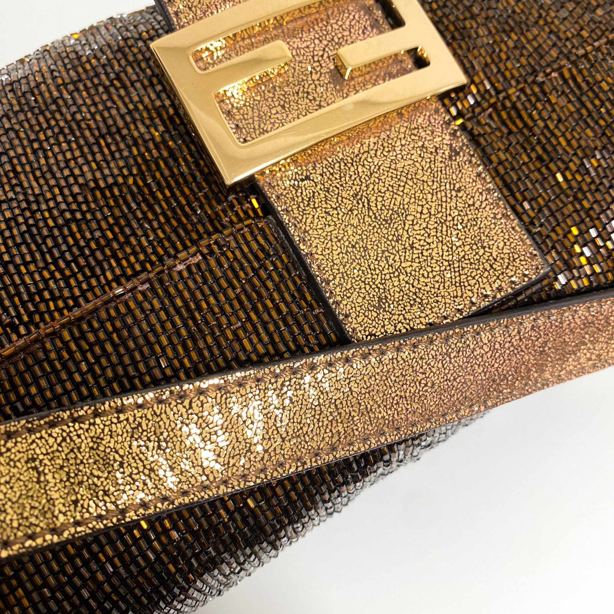 FENDI Limited Edition Bronze Beaded Baguette Shoulder Bag with Gold Hardware, in , Sold by HIVE PRELOVED - Shoulder Bags, ,