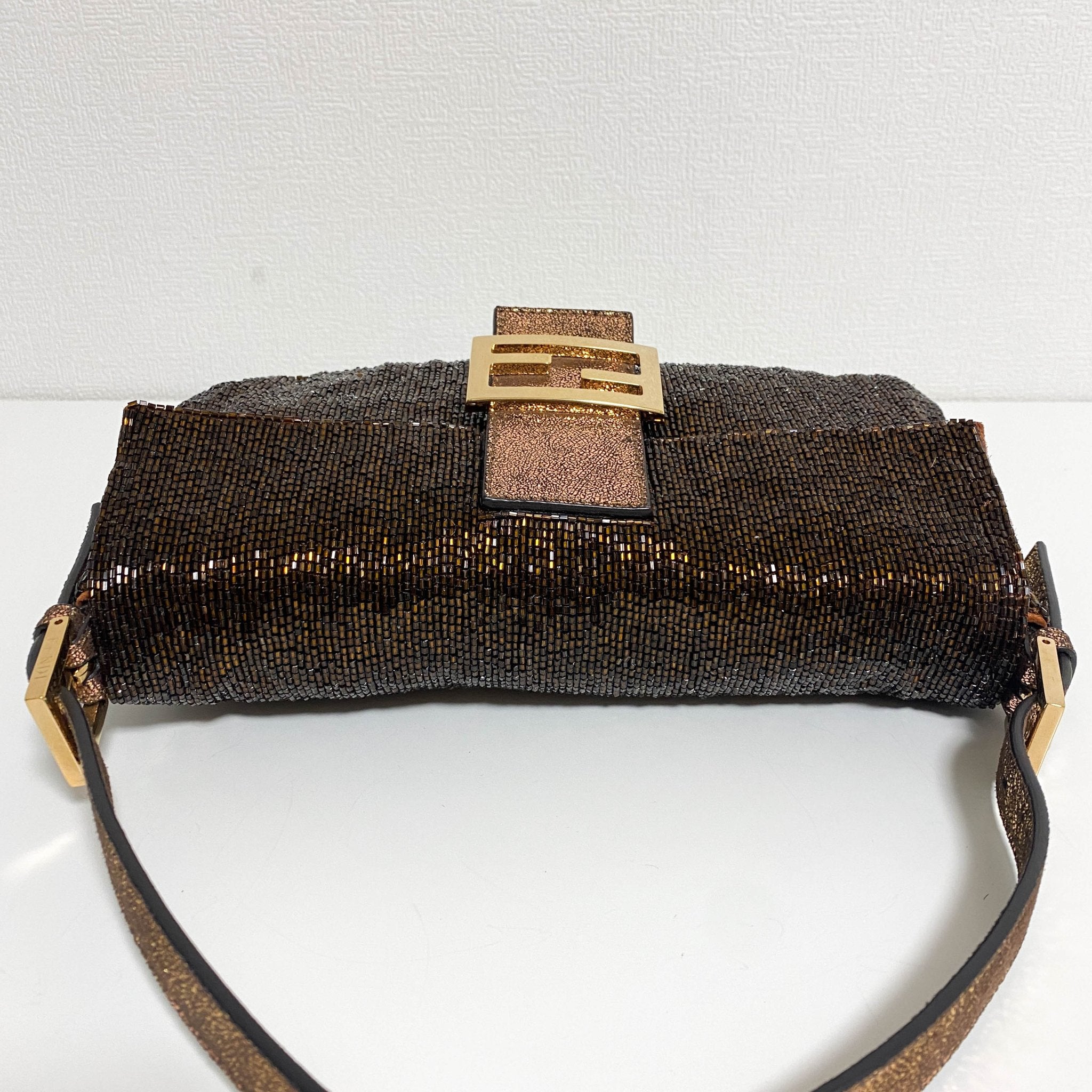 FENDI Limited Edition Bronze Beaded Baguette Shoulder Bag with Gold Hardware, in , Sold by HIVE PRELOVED - Shoulder Bags, ,