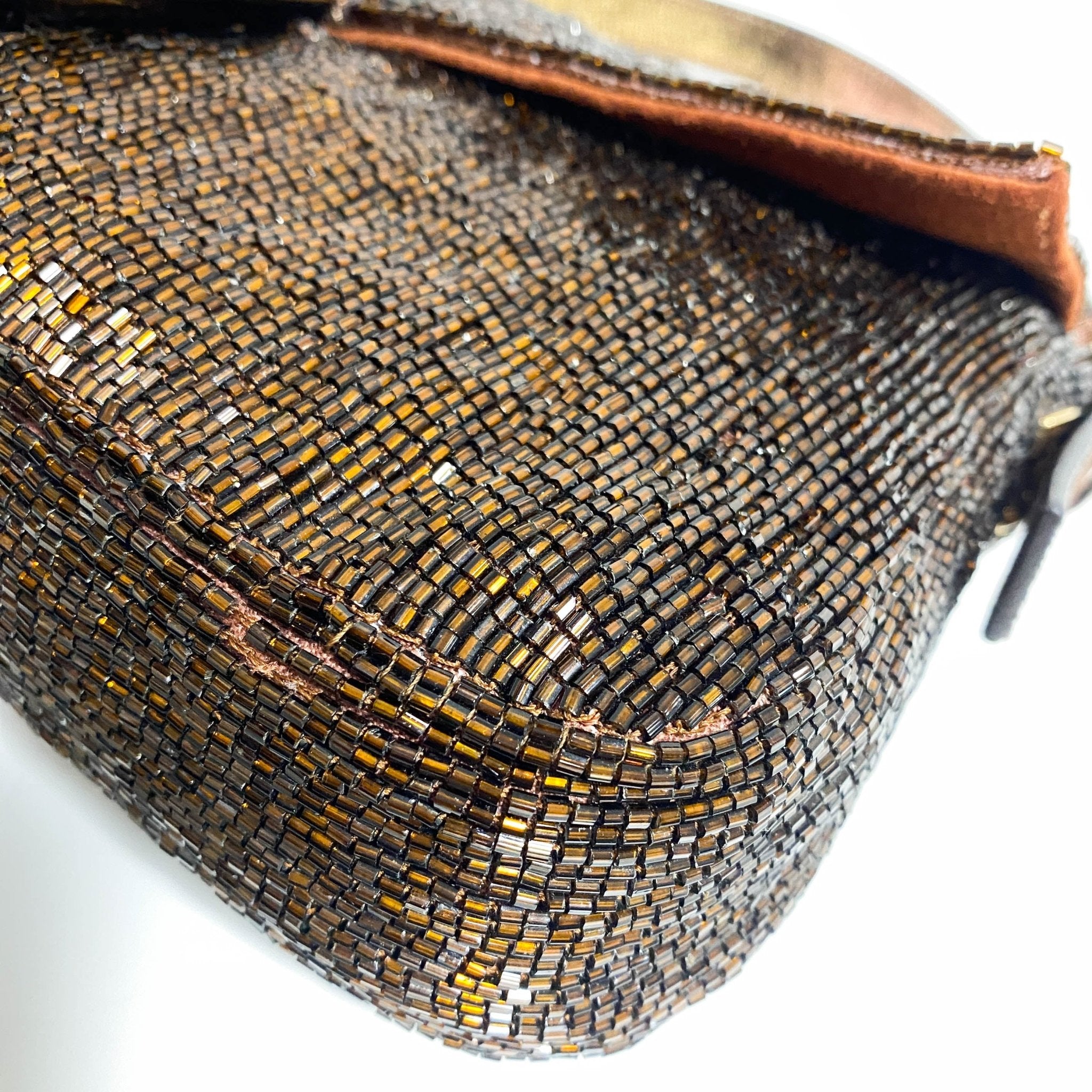 FENDI Limited Edition Bronze Beaded Baguette Shoulder Bag with Gold Hardware, in , Sold by HIVE PRELOVED - Shoulder Bags, ,