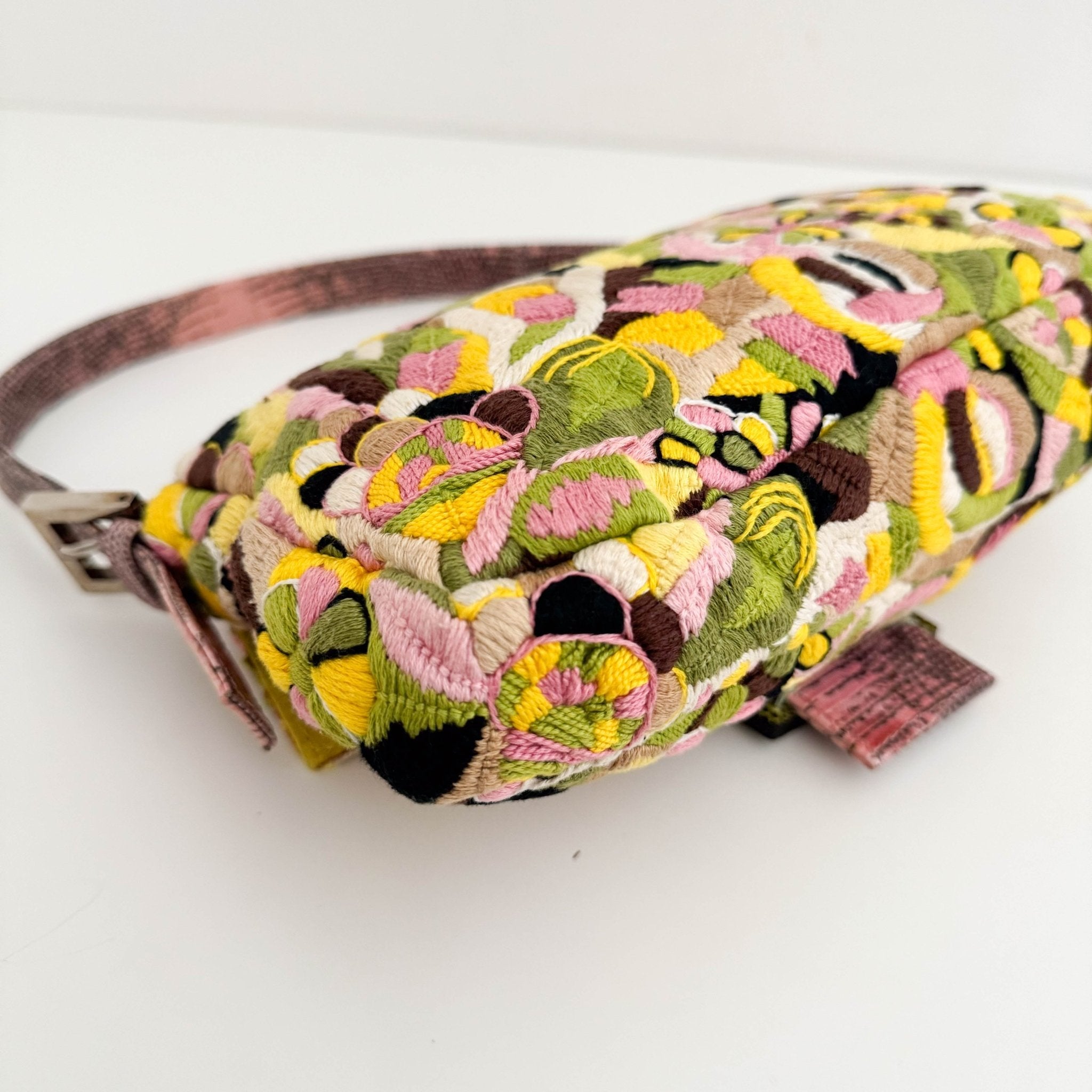FENDI Limited Edition Pink and Green Multicolor Embroidered Baguette, in , Sold by HIVE PRELOVED - Shoulder Bags, ,