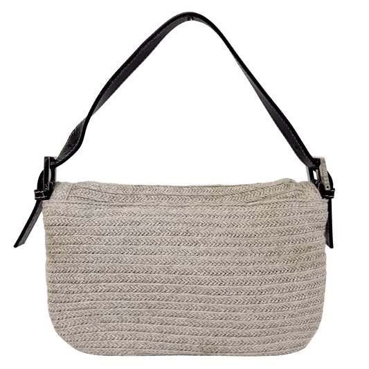 FENDI Mamma Baguette Beige Cotton Rhinestone Hardware Shoulder Bag, in , Sold by HIVE PRELOVED - Shoulder Bags, ,