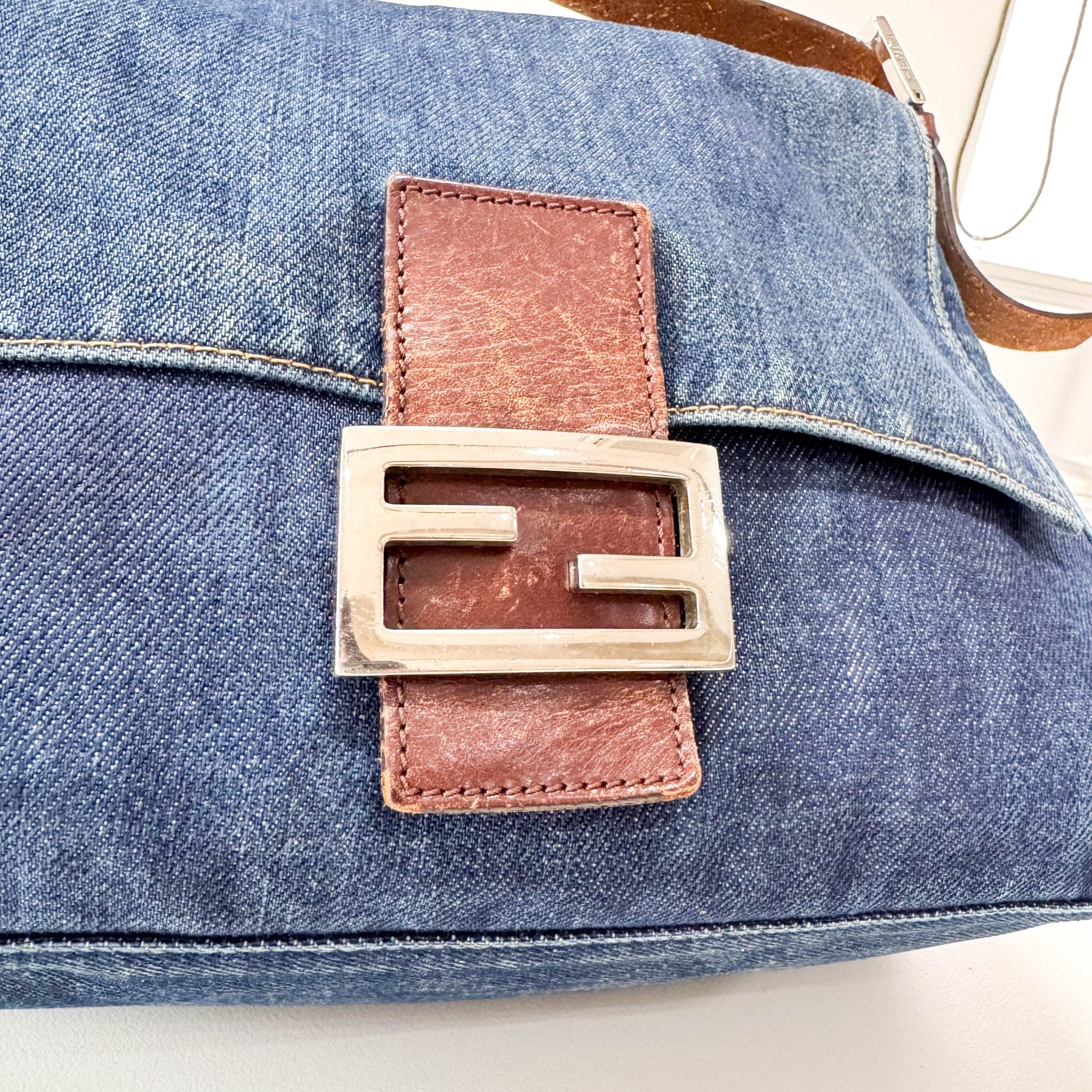FENDI Mamma Baguette Blue Denim, in , Sold by HIVE PRELOVED - Shoulder Bags, ,