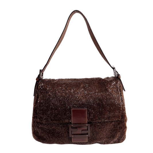 FENDI Mamma Baguette Brown Beaded Shoulder Bag, in , Sold by HIVE PRELOVED - Shoulder Bags, ,
