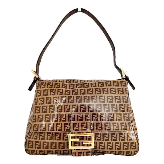 FENDI Mamma Baguette Cloth Handbag, Brown in Coated Canvas, Sold by HIVE PRELOVED - , ,