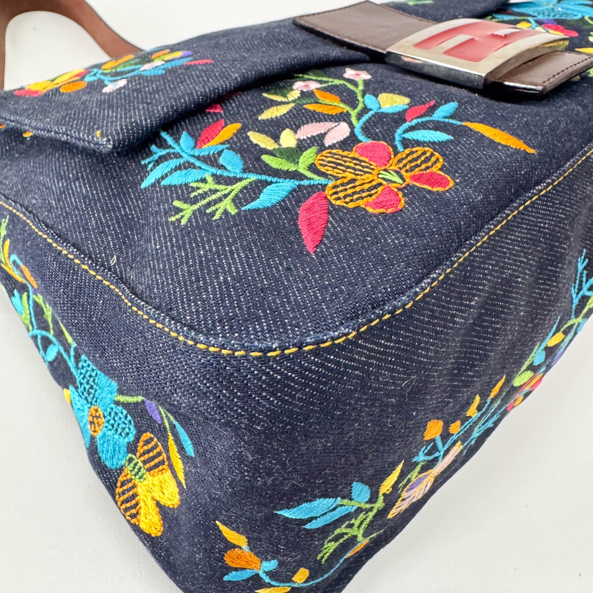FENDI Mamma Baguette Denim Floral, in , Sold by HIVE PRELOVED - Shoulder Bags, ,