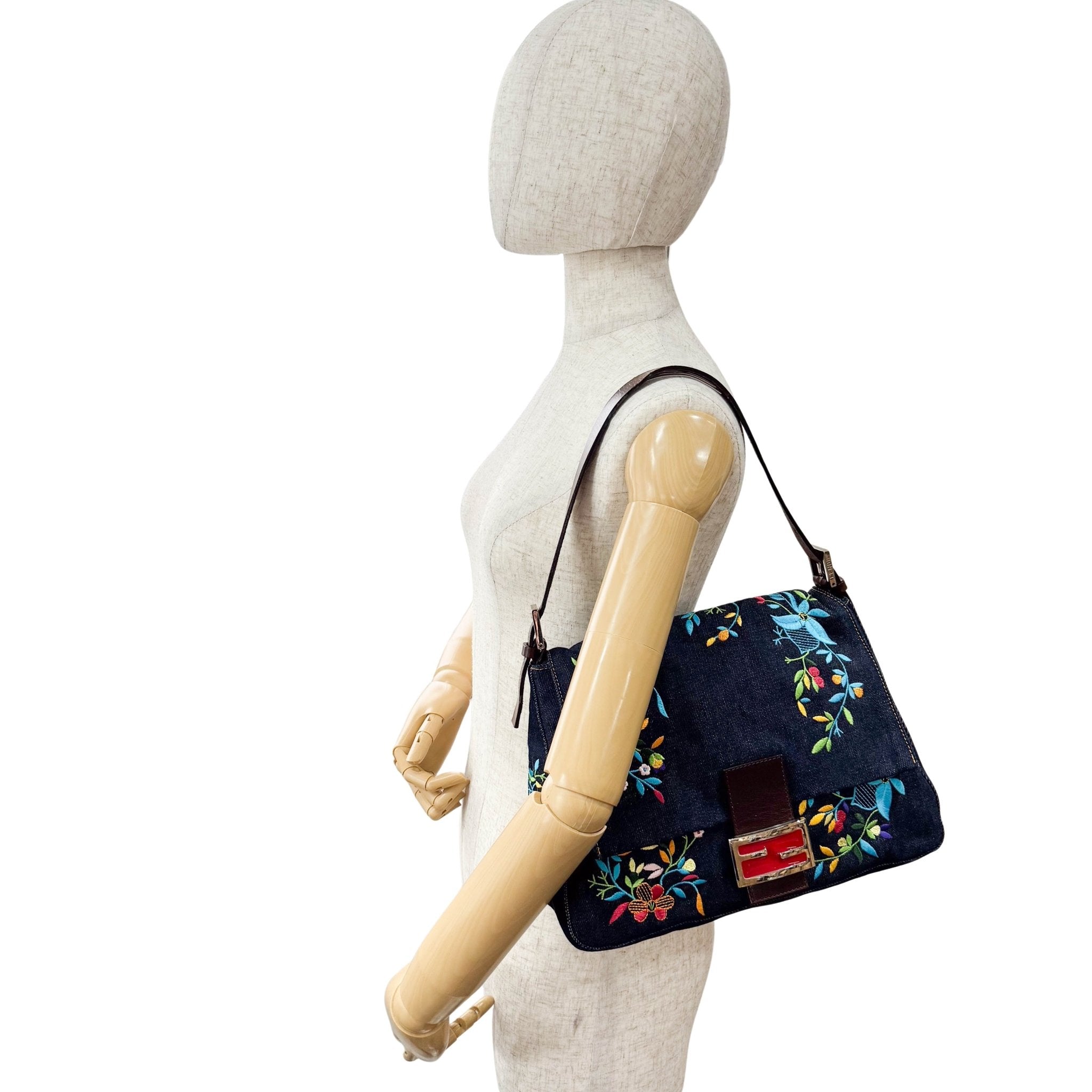 FENDI Mamma Baguette Denim Floral, in , Sold by HIVE PRELOVED - Shoulder Bags, ,