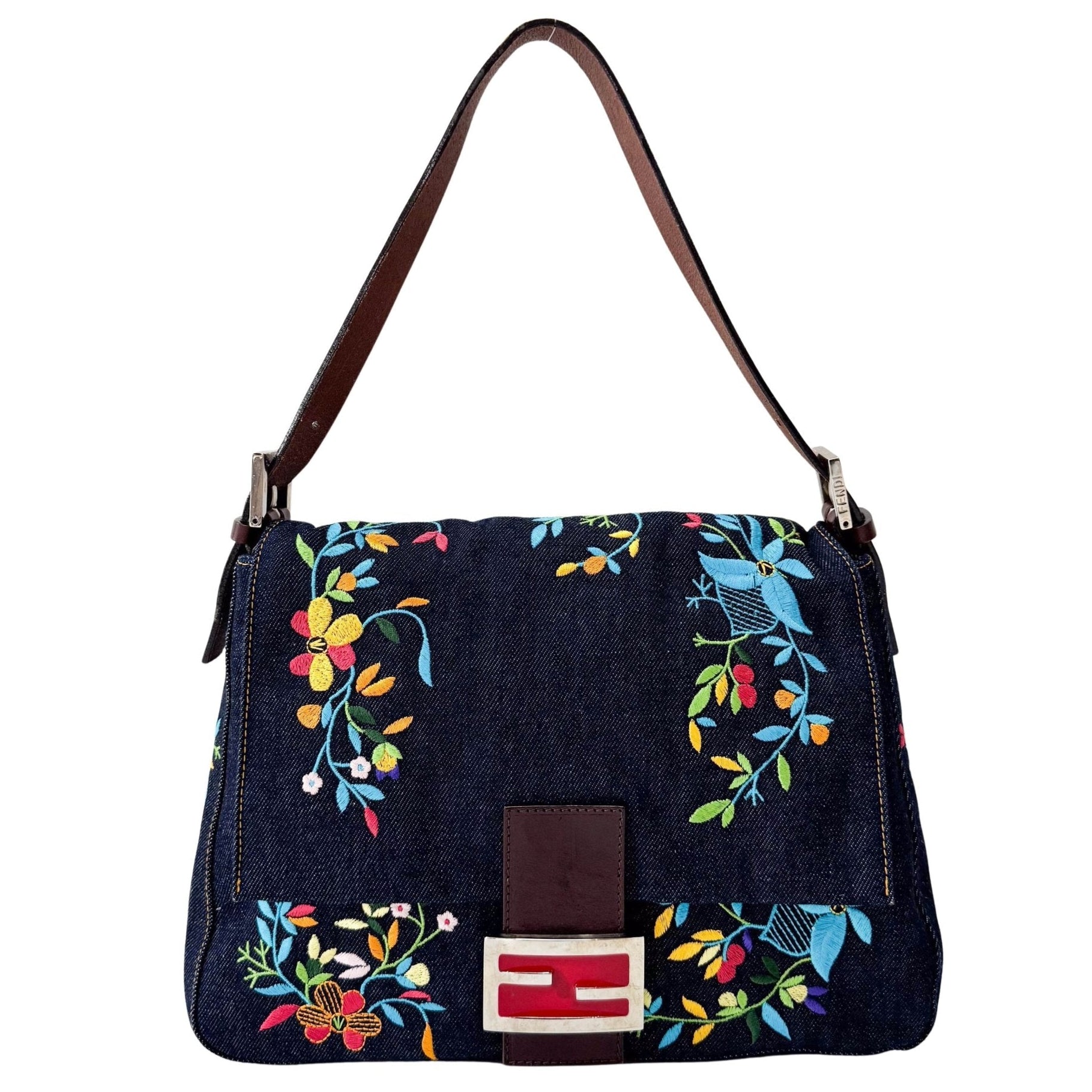 FENDI Mamma Baguette Denim Floral, in , Sold by HIVE PRELOVED - Shoulder Bags, ,