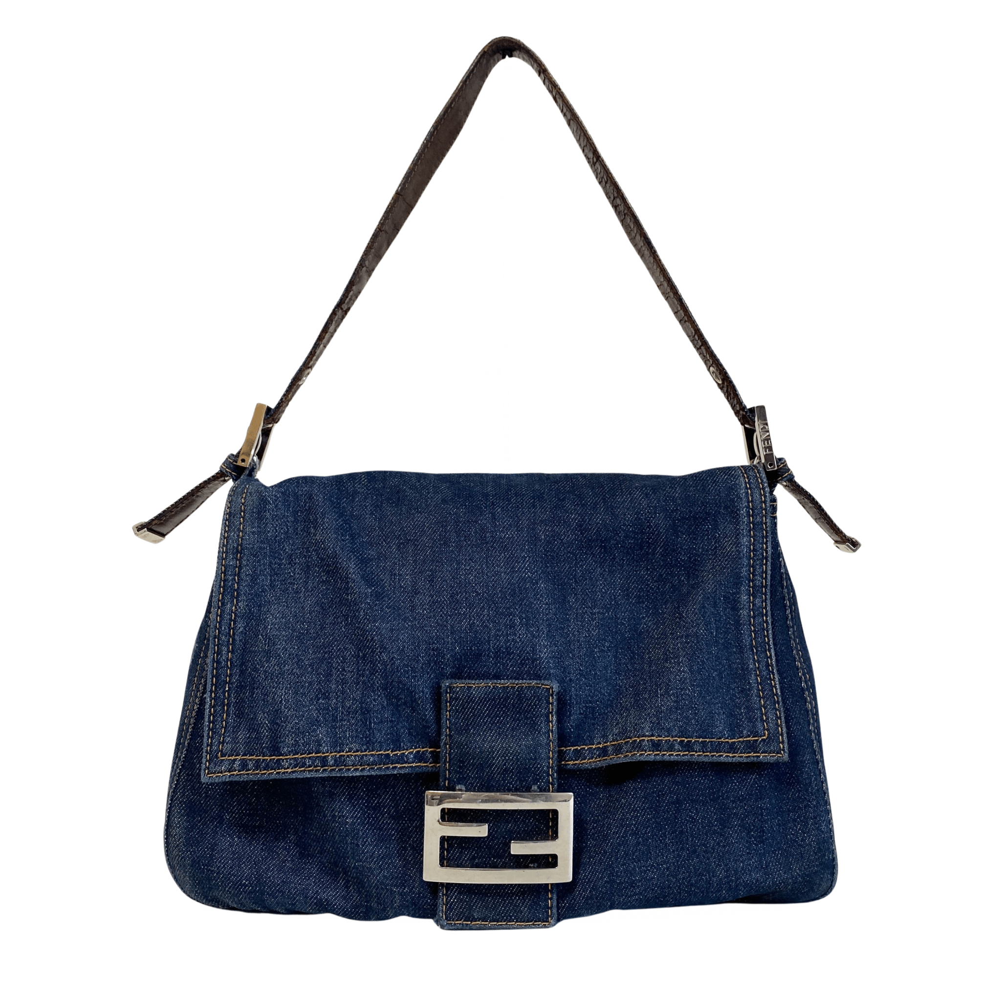 FENDI Mamma Baguette Denim Shoulder Bag, in , Sold by HIVE PRELOVED - Shoulder Bags, ,