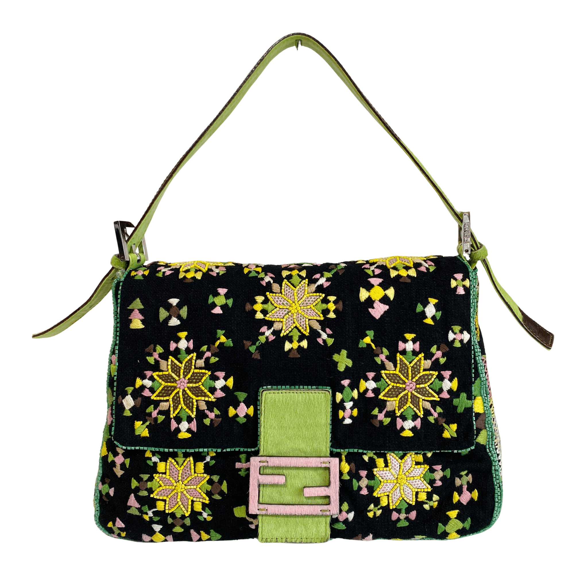FENDI Mamma Baguette Floral Beaded and Embroidered Shoulder Bag, in , Sold by HIVE PRELOVED - Shoulder Bags, ,