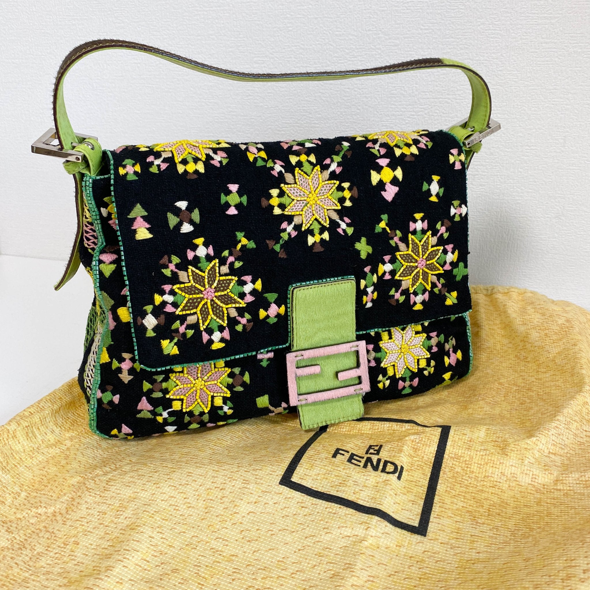 FENDI Mamma Baguette Floral Beaded and Embroidered Shoulder Bag, in , Sold by HIVE PRELOVED - Shoulder Bags, ,