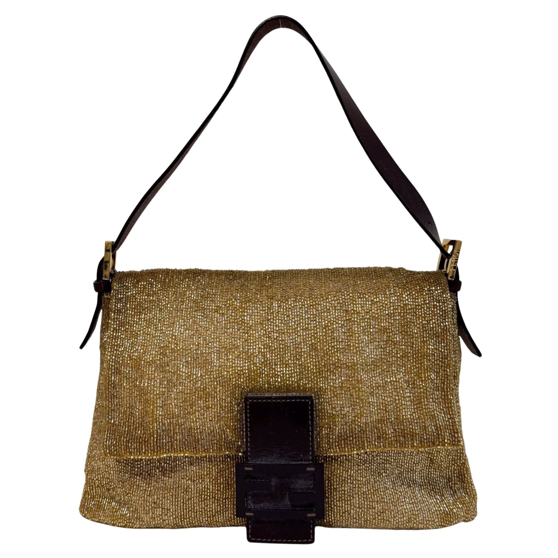 FENDI Mamma Baguette Gold Beaded Shoulder Bag, in , Sold by HIVE PRELOVED - Shoulder Bags, ,